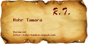 Rohr Tamara névjegykártya